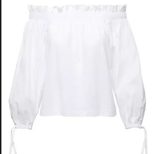 Banana Republic White Cotton Off The Shoulder Top Size L